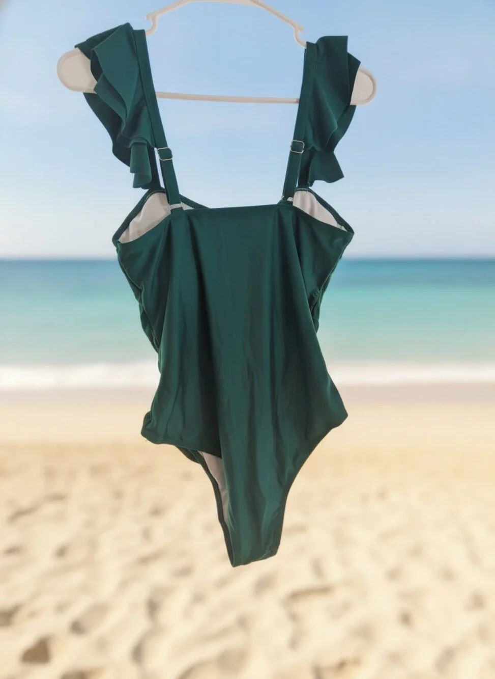 Green One Piece Swimsuit Ruffle Ruched 0XL NWT